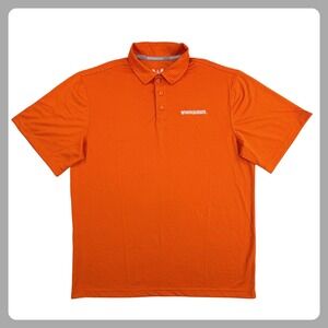 Whataburger Polo Shirt Mens LARGE Orange Polyester Striped Short Sleeve Logo